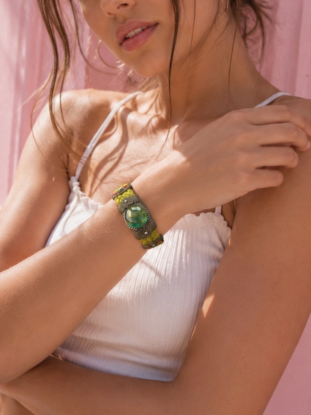 Earthy Bohemian Braided Leather Statement Bracelet